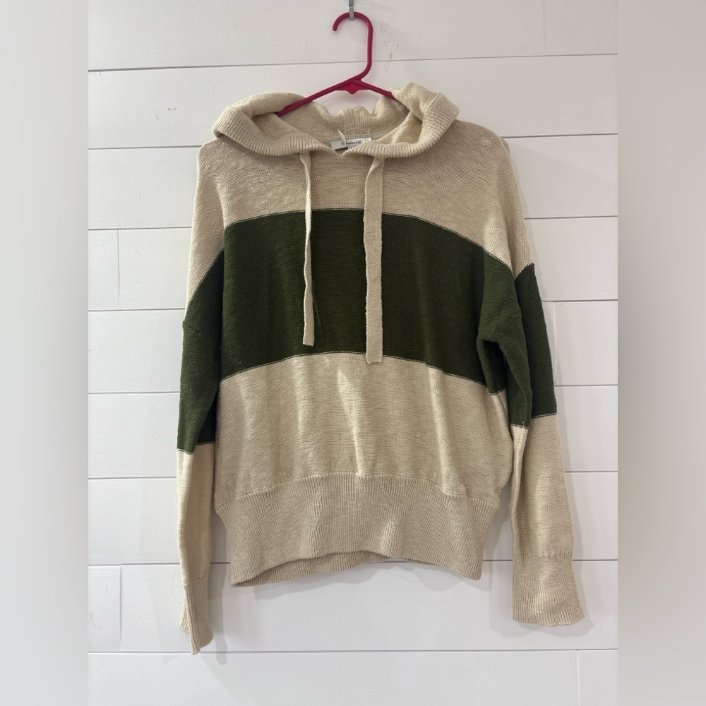 Madewell Clairview Hoodie Sweater Heather Artichoke Colorblock 100% Cotton S - Picture 3 of 11